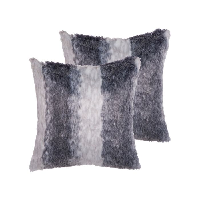 Set of 2 Faux Fur Cushions 45x45cm Grey