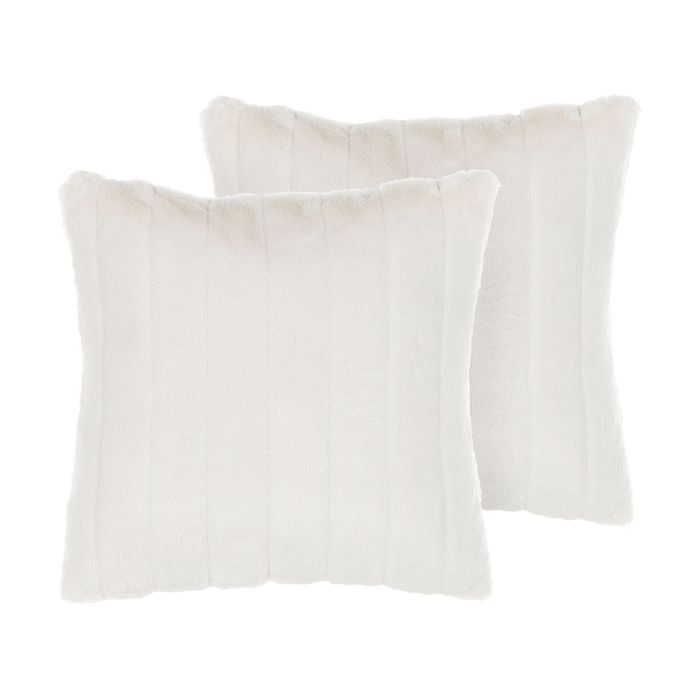 Set of 2 Faux Fur Cushions 45x45cm White