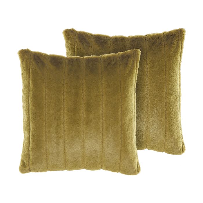 Set of 2 Faux Fur Cushions 45x45cm Green