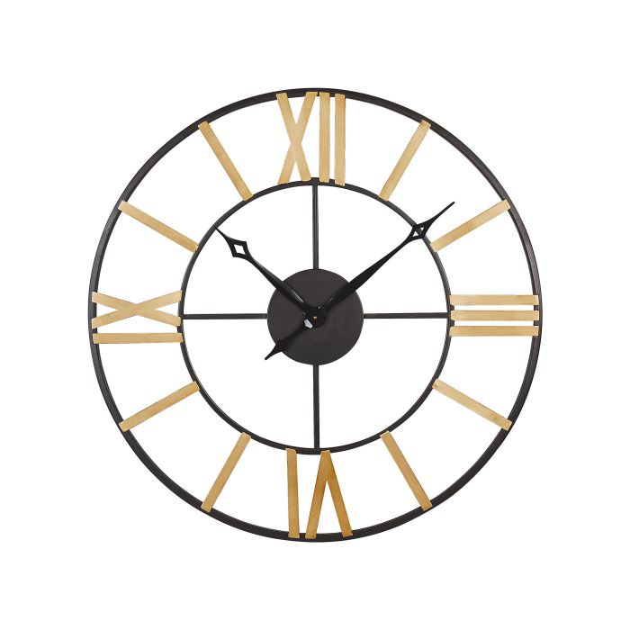Iron Skeleton Wall Clock 80cm Black and Gold