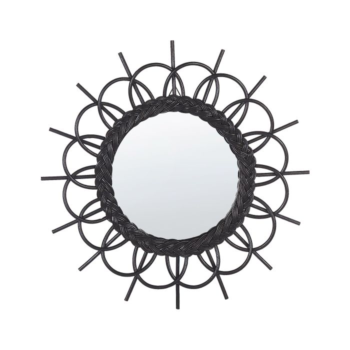 Rattan Sunburst Wall Mirror 60cm Black