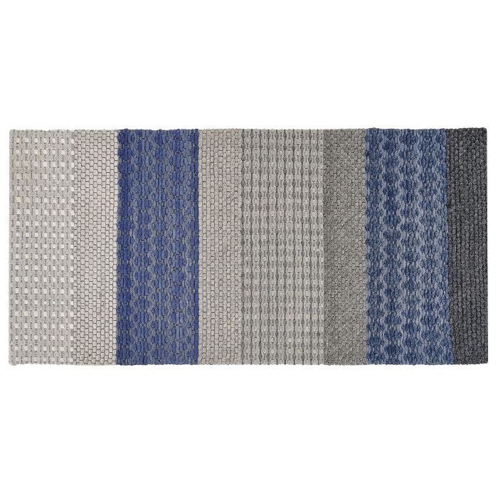 Wool Area Rug 80x150cm Blue and Grey