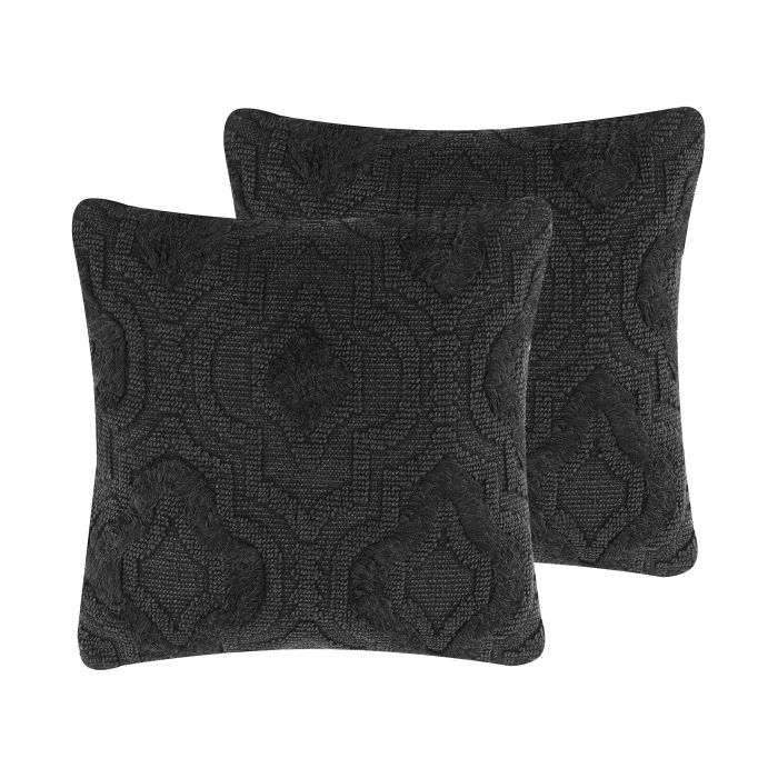 Set of 2 Cotton Embossed Cushions 45x45cm Grey