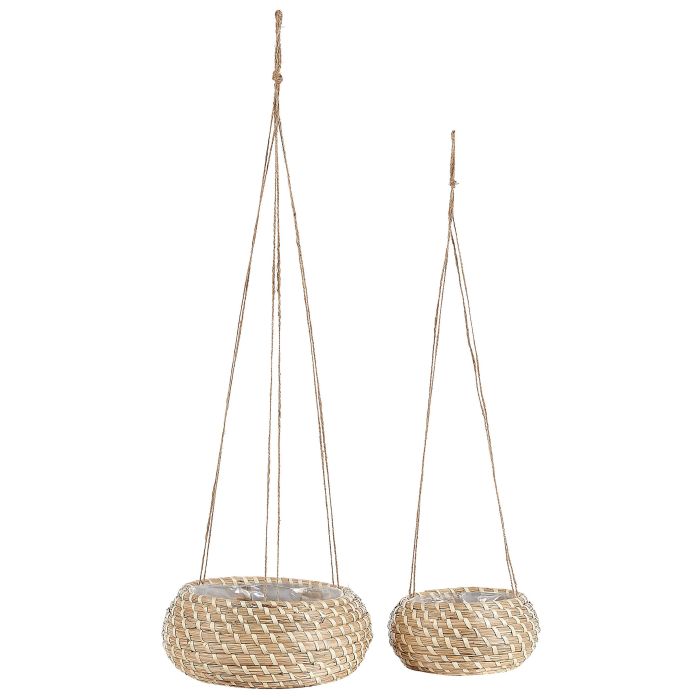 Set of 2 Seagrass Hanging Plant Pots Natural REMORA