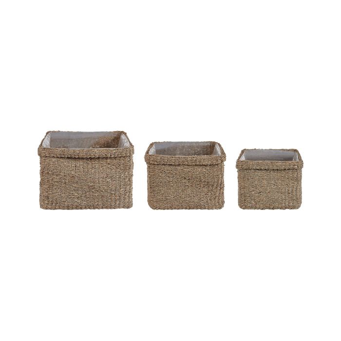 Set of 3 Seagrass Plant Pots Baskets Natural RIVULINE