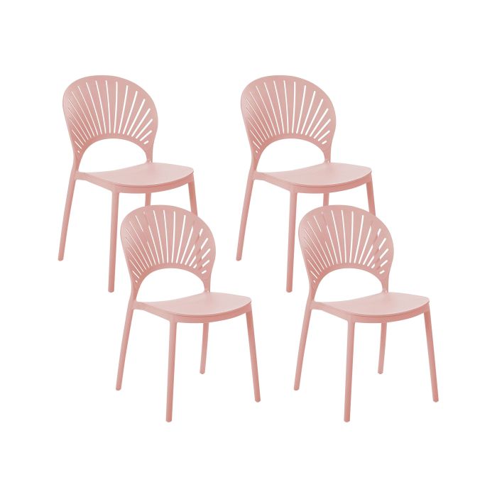 Set of 4 Plastic Dining Chairs Pink OSTIA