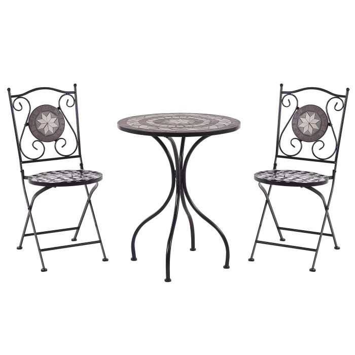 Metal Garden Bistro Set Black CARIATI