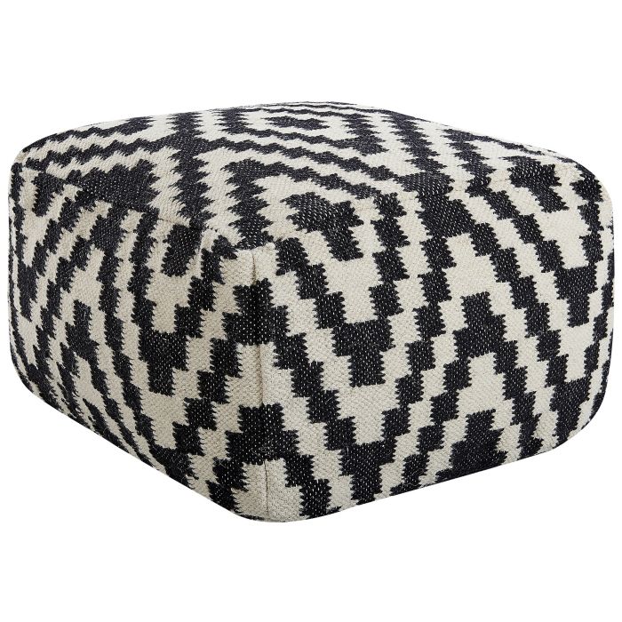Wool Pouffe Black and White KNIDOS