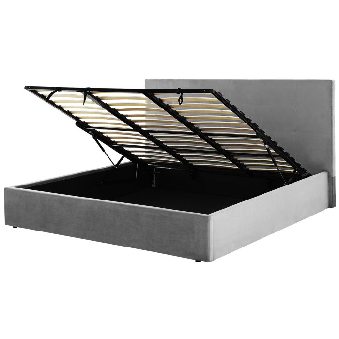 Velvet EU Super King Size Ottoman Bed Grey LORIENT