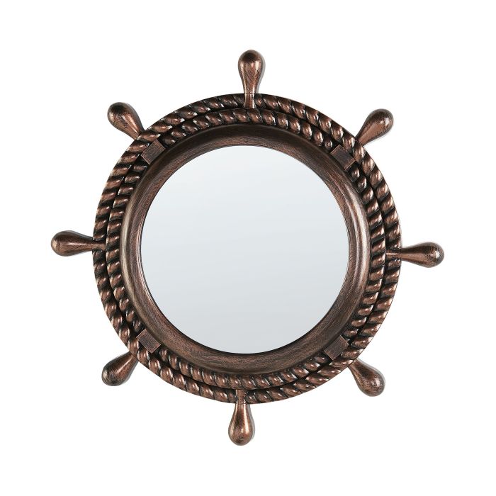 Round Wall Mirror 46cm Dark Brown