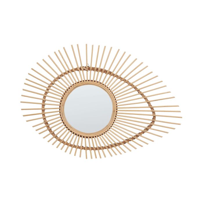Bamboo Oval Wall Mirror 63x45cm Natural