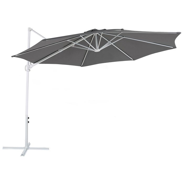 Cantilever Garden Parasol 2.95 m Dark Grey and White SAVONA II