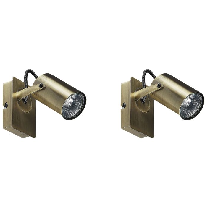 Set of 2 Metal Spotlight Lamps Brass KLIP