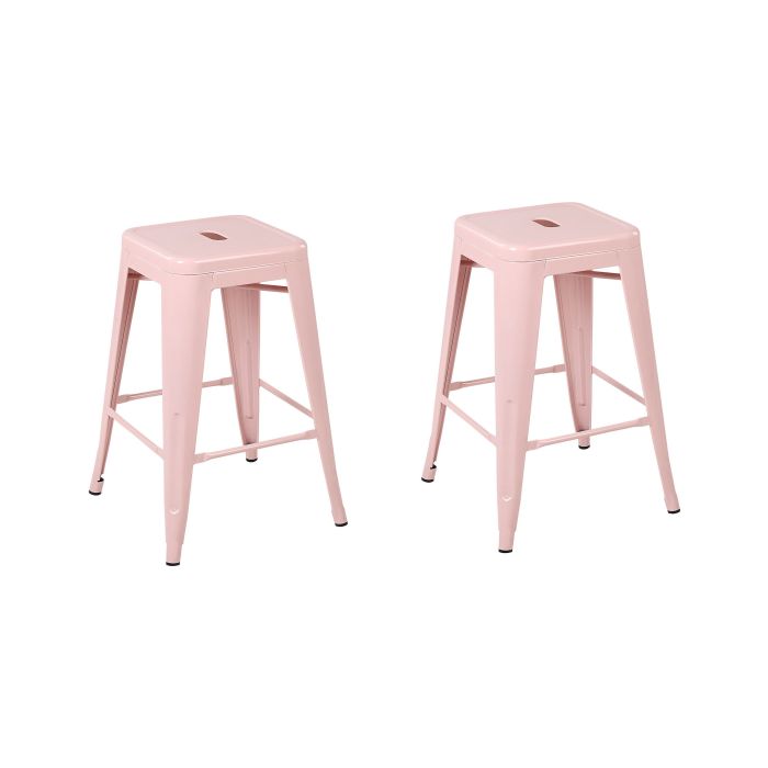 Set of 2 Steel Stools 60 cm Pink CABRILLO