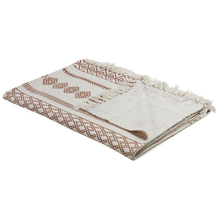 Cotton Blanket 130 x 180 cm Beige and Brown JORHAT