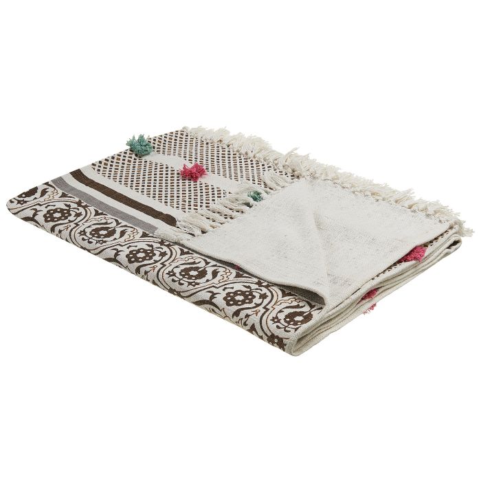 Cotton Blanket 130 x 180 cm Brown and Beige CHINSURAH
