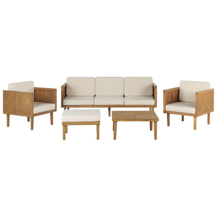5 Seater Acacia Wood Garden Sofa Set Light BARATTI