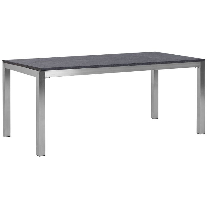 Flamed Granite Garden Table 180 x 90 cm Black GROSSETO