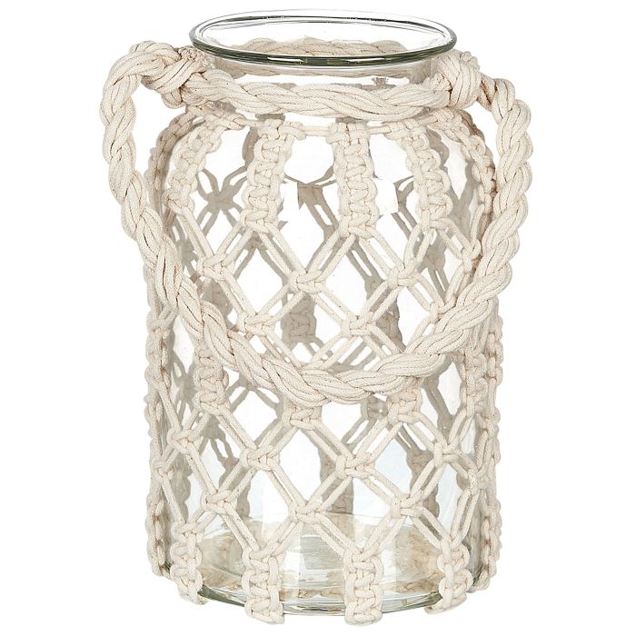 Decorative Macramé Glass Lantern 31 cm White JALEBI