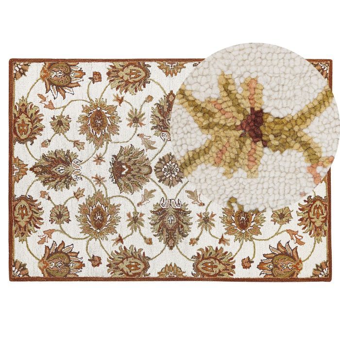 Wool Area Rug 140x200cm Beige and Brown