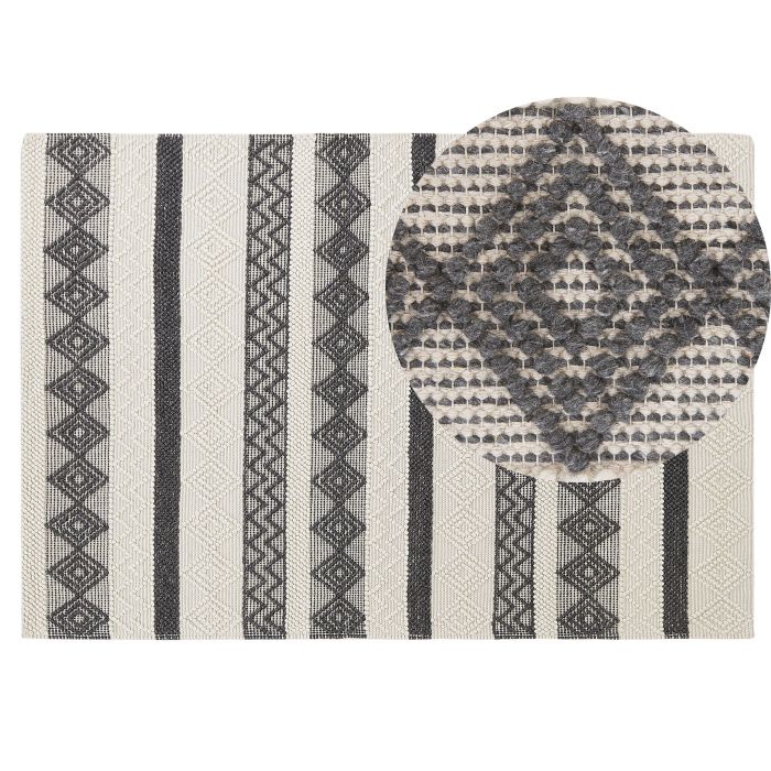 Wool Area Rug 140x200cm Beige and Grey