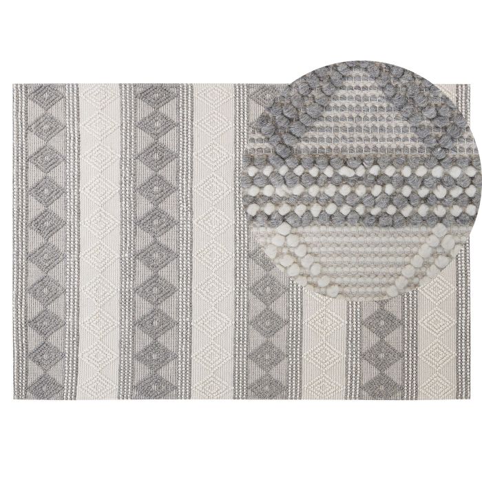 Wool Area Rug 140x200cm Beige and Grey