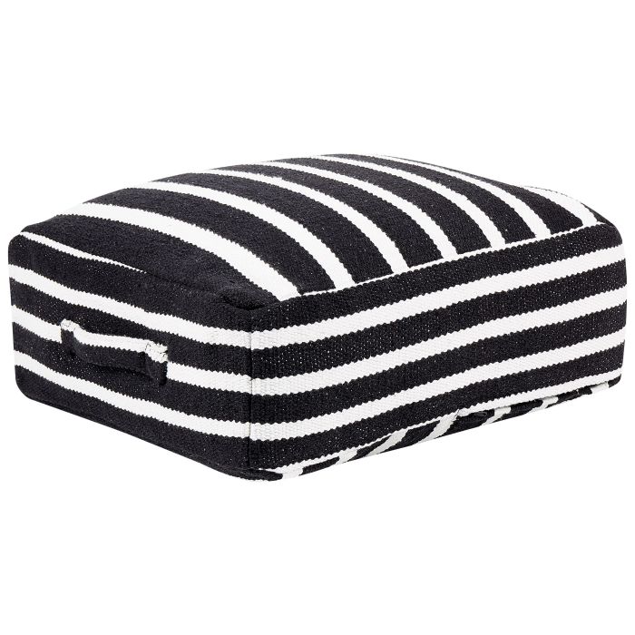 Cotton Floor Cushion 50 x 50 x 20 cm Black and White SETTAT
