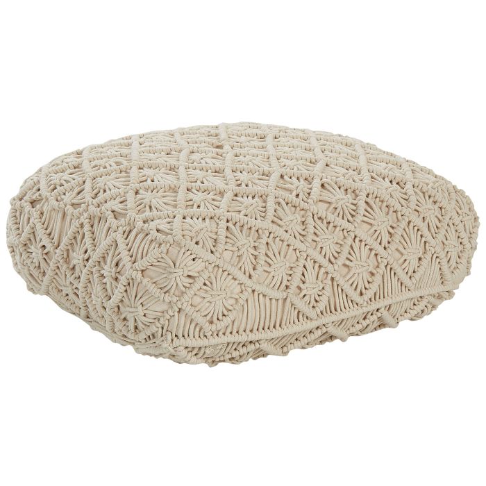 Cotton Macrame Floor Cushion 50 x 50 x 20 cm Beige BERRECHID