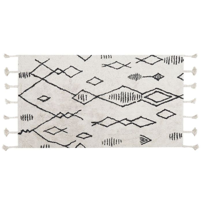 Cotton Area Rug 80x150cm Black and White