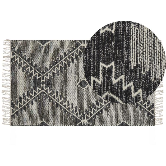 Cotton Area Rug 80x150cm Black and White