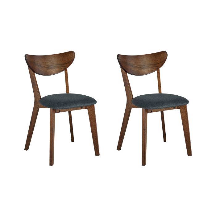 Set of 2 Dining Chairs Dark Wood with Grey ERIE