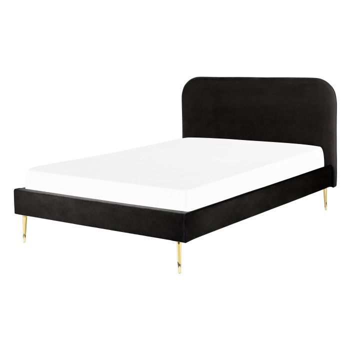 Velvet EU Double Size Bed Black FLAYAT