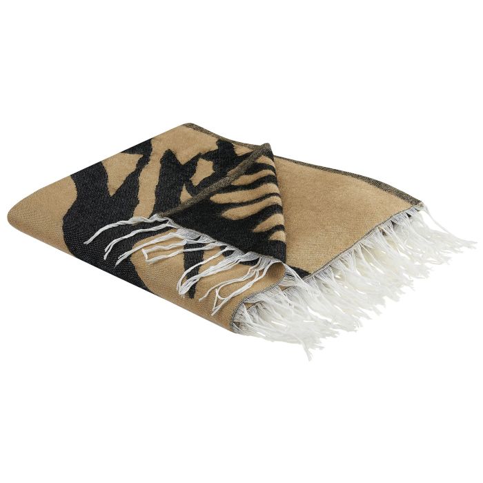 Blanket 130 x 170 cm Beige and Black KUDIYA