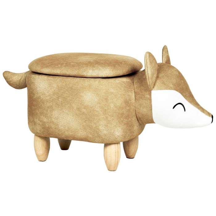 Velvet Storage Animal Stool Orange FOX