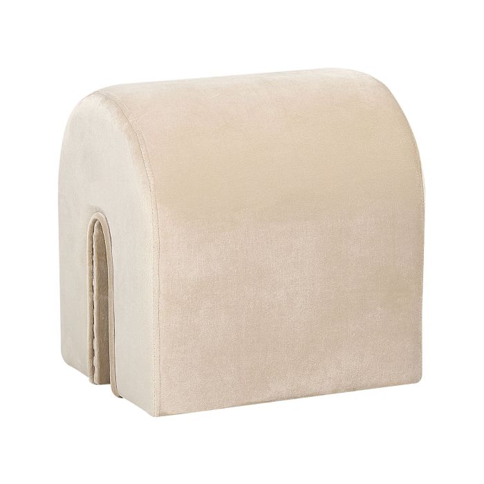 Velvet Curved Pouffe Beige MODOC