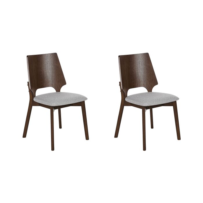 Set of 2 Dining Chairs Dark Wood and Grey ABEE