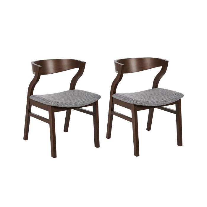 Set of 2 Dining Chairs Dark Wood and Grey MAROA