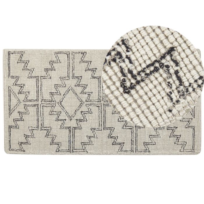 Wool Area Rug 80x150cm Beige and Black