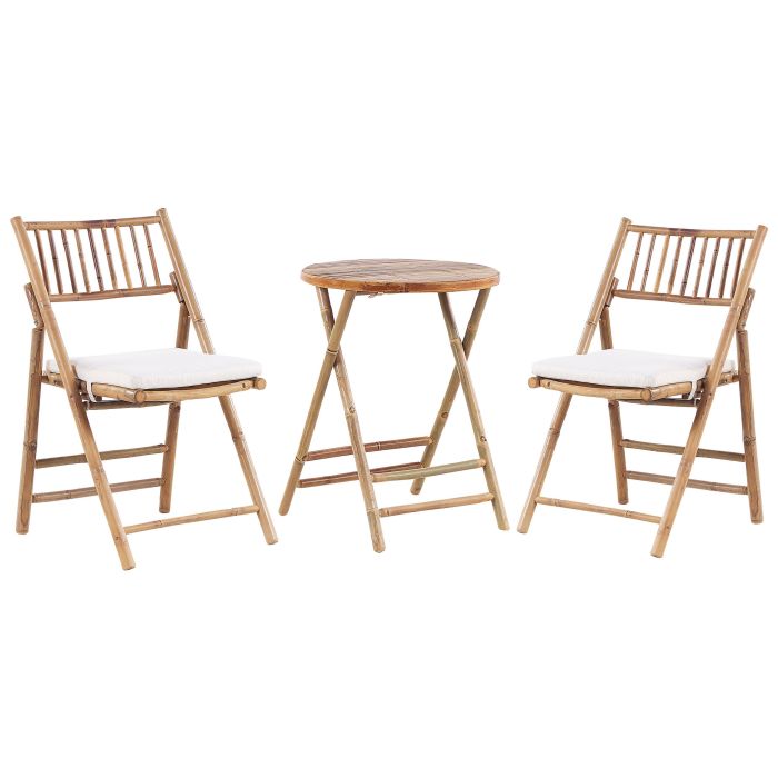 Bamboo Bistro Set Light Wood and Off-White SAVALLETRI