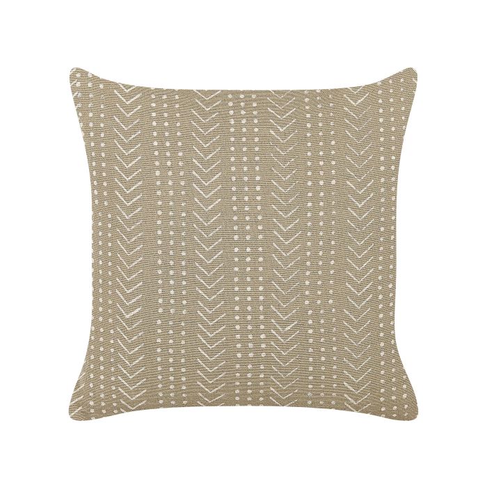 Cotton Cushion Geometric Pattern 45x45cm Taupe