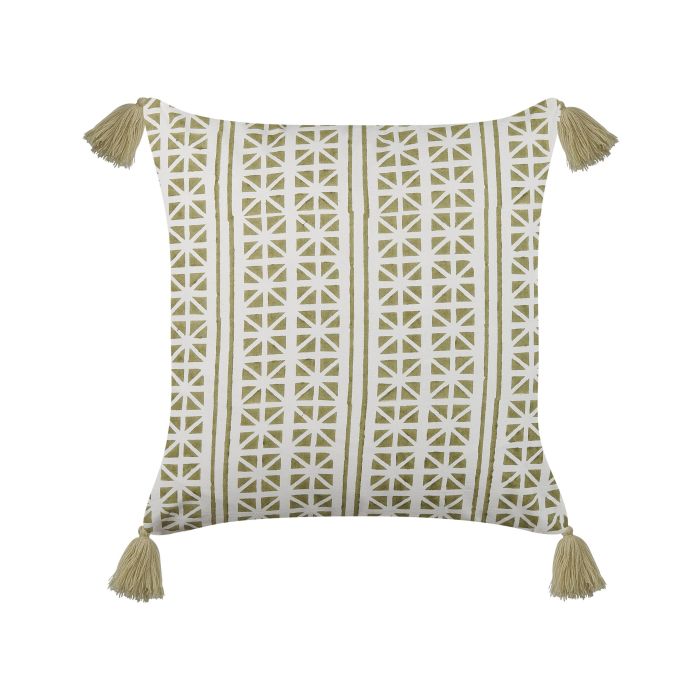 Cotton Cushion Geometric Pattern 45x45cm Green and White