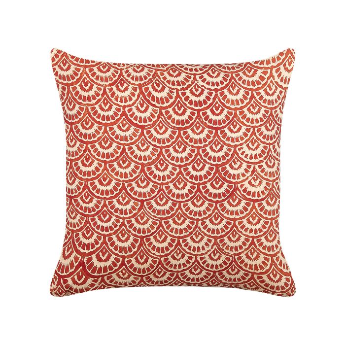 Cotton Cushion Geometric Pattern 45x45cm Red