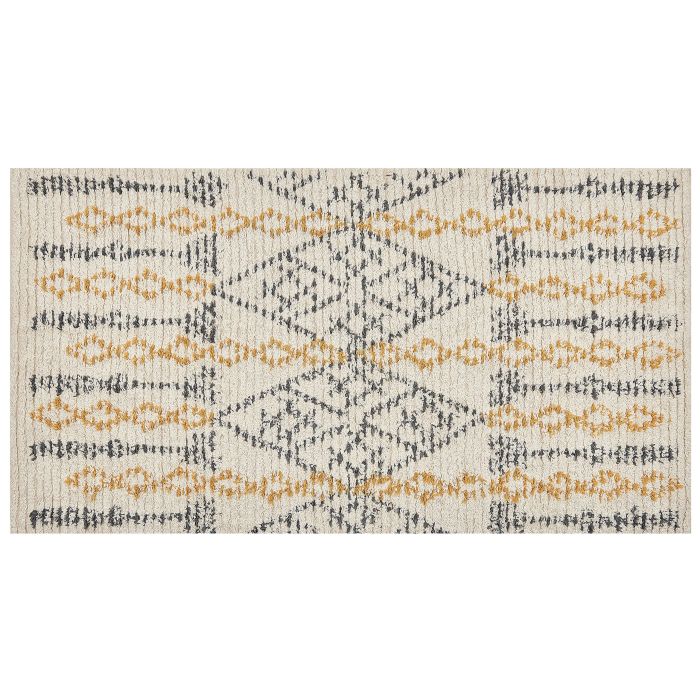 Cotton Area Rug 80x150cm Beige and Yellow