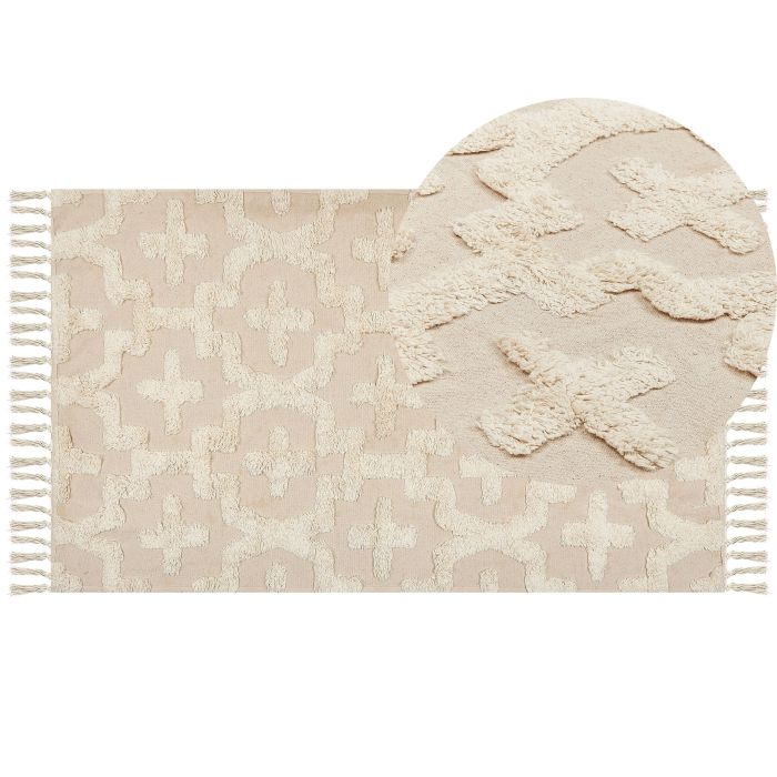Cotton Area Rug 80x150cm Beige