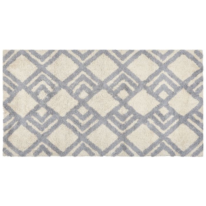 Cotton Area Rug 80x150cm Beige and Grey