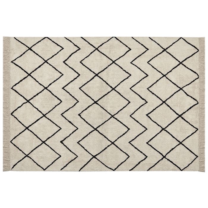 Cotton Area Rug 160x230cm Beige and Black