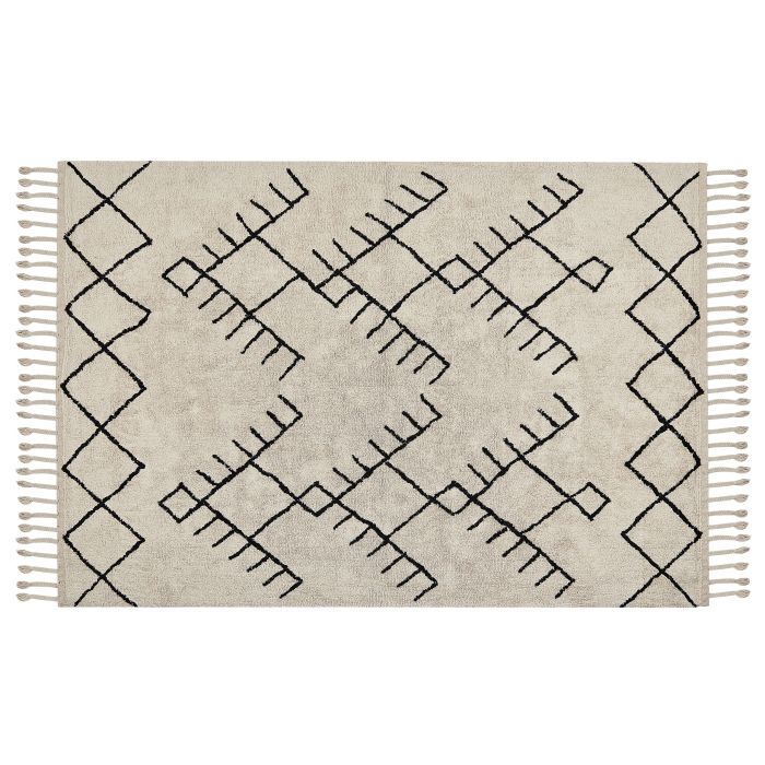 Cotton Area Rug 140x200cm Beige and Black