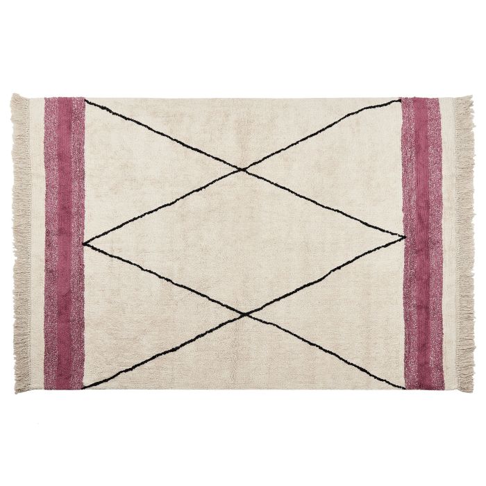 Cotton Area Rug 140x200cm Beige and Pink