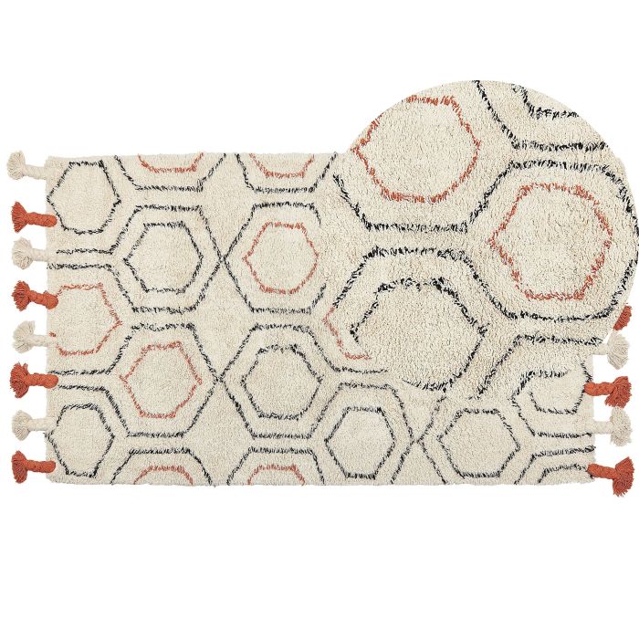 Cotton Area Rug 80x150cm Beige and Orange