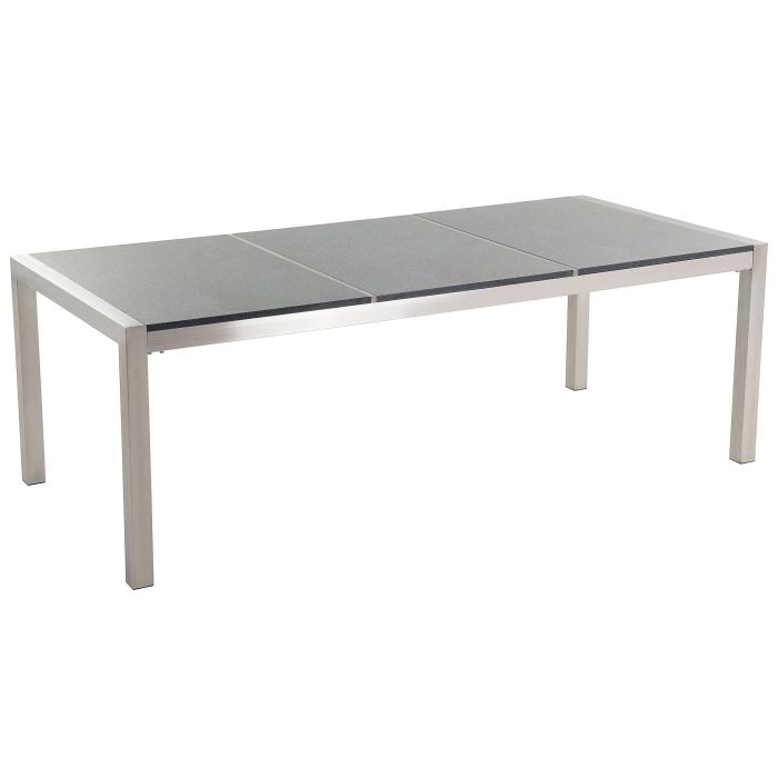 Granite Garden Table Triple Plate Top 220 x 100 cm Grey GROSSETO